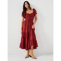 Free People Falling Sun Midi Dress - Red