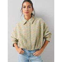 The Very Collection Boucle Bomber Jacket - Green