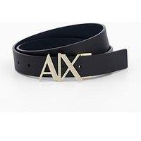 Armani Exchange Logo Buckle Reversible Leather Belt - Navy