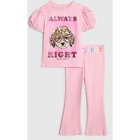 River Island Mini Mini Girls Always Right Dog T-Shirt Set - Pink