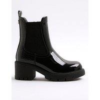 River Island Older Girls Patent Heart Heeled Chelsea Boots - Black