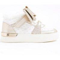 River Island Mini Mini Girls Fur Bow Glitter High Top Shoes - White