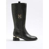 River Island Older Girls Embossed Knee High Boots - Black