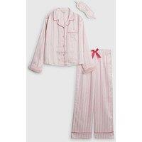 River Island Older Girls Hotfix Fur Cuff Satin Pyjamas - Pink
