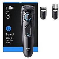 Braun Beard Trimmer Series 3, +3 Styling Tools, 40 Lengths, Bt3520, Black/Blue