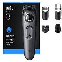 Braun Beard Trimmer Series 3, +5 Styling Tools, 40 Lengths, Bt3560, Grey