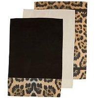 Interiors By Premier London Leo Set Of 3 Tea Towels In Leopard Print
