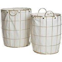 Interiors By Premier Harga Set Of Two Round Gold Wire Laundry Baskets