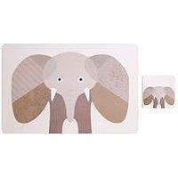 Interiors By Premier Effy Set Of 2 Elephant Placemat And Coaster