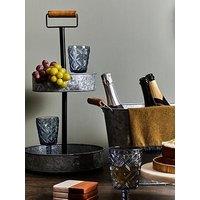 Interiors By Premier Fleur Set Of Four Embossed Blue Tumblers