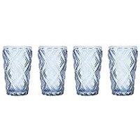 Interiors By Premier Fleur Set Of Four Blue Highball Glasses