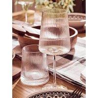 Interiors By Premier Eldon Set Of Four Ribbed Wine Glasses