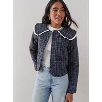 The Very Collection Check Qulited Cropped Jacket