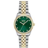 Boss Ladies Graceful Precious Two Tone Stainless Steel & Light Gold Ip Bracelet Watch - Multi