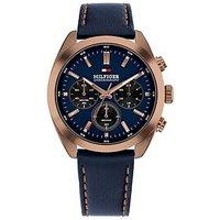 Tommy Hilfiger Men'S Navy Blue Leather Strap Watch