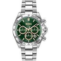 Boss Gents Hero Stainless Steel Bracelet Watch With Green Dial - Silver