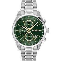 Boss Gents Grand Prix Chronograph Watch With Green Dial - Silver