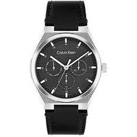 Calvin Klein Men'S Ck Motion Chronograph Leather Strap Watch - Black