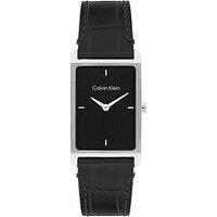 Calvin Klein Men'S Ck Dapper Tank Leather Watch - Black