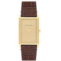 Calvin Klein Men'S Ck Dapper Tank Leather Watch - Brown