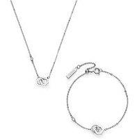 Olivia Burton Hex Interlink Stainless Steel Necklace & Bracelet Gift Set