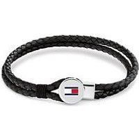Tommy Hilfiger Men'S Black Braided Leather Bracelet