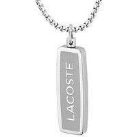 Lacoste Mens District Stainless Steel Reversible Pendant Necklace - Silver