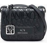 Armani Exchange All Over Logo Shoulder Bag - Black