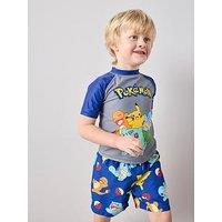 The Very Collection Pokemon Rash Vest And Swim Short Set - Blue/Grey