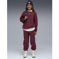 Puma Junior Girls Loungewear Oversized Sweat Set - Red