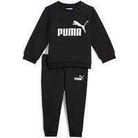 Puma Infant Boys Minicats Essentials Crew Neck And Jogger Set - Black