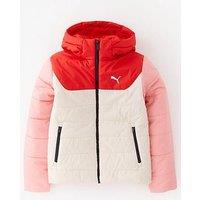 Puma Junior Boys Hooded Padded Jacket - Cream