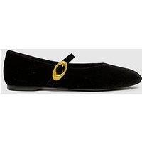 Schuh Lune Velvet Ballerina Flats - Black