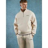 River Island Scuba Embroidered Half Zip Sweatshirt - Cream