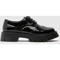 Schuh Wide Fit Laina Chunky Patent Brogue - Black