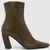 Schuh Bryson Stack Heel Boots - Dark Green