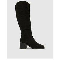 Schuh Wide Fit Dot Block Heel Boots - Black