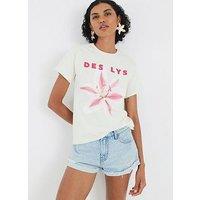River Island Short Sleeve Floral Lily Tee - Yellow