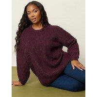 Yours Curve Waffle Jumper - Red