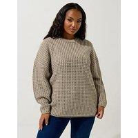 Yours Curve Waffle Jumper - Natural