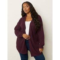 Yours Curve Knitted Cardigan - Purple