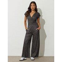 Pixiegirl Petite Marking Wrap Jumpsuit - Black