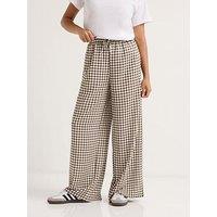 Pixiegirl Petite Gingham Wide Leg Trouser - Brown