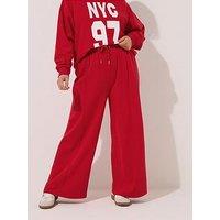 Yours Curve Wide Leg Joggers - Red