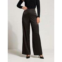 Long Tall Sally Military Button Trouser 34" - Black