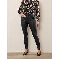 Long Tall Sally Faux Leather Skinny Jean 36" - Black