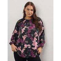 Yours Curve Lace Raglan Blouse - Black