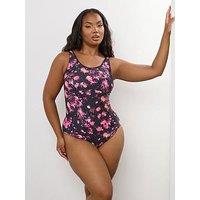 Yours Curve Splash Active Swimsuit - Pink