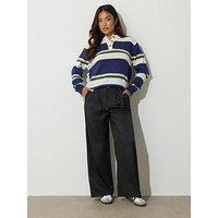 Pixiegirl Petite Buckle Belt Wide Leg Trouser - Black