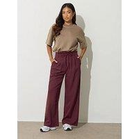 Pixiegirl Petite Paper Bag Tie Wide Leg Trouser - Red